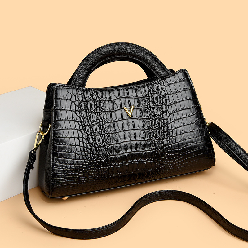 Fashionable crocodile print bag for women 2025, a new foreign trade women's bag. Trendy embossed single-shoulder bag for women, a high-end feel full figure