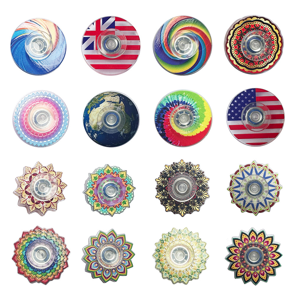 Amazon cross-border transparent acrylic printed fidget gyroscope Mandala UV color printed fidget gyroscope party toys full figure