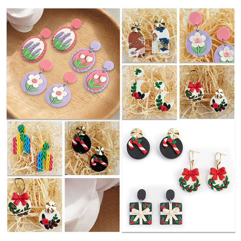 Cross-border bestseller 148 sets of DIY earrings and earrings molds, geometric patterns, soft clay, colored clay, clay cutters, handcrafted Specification drawing