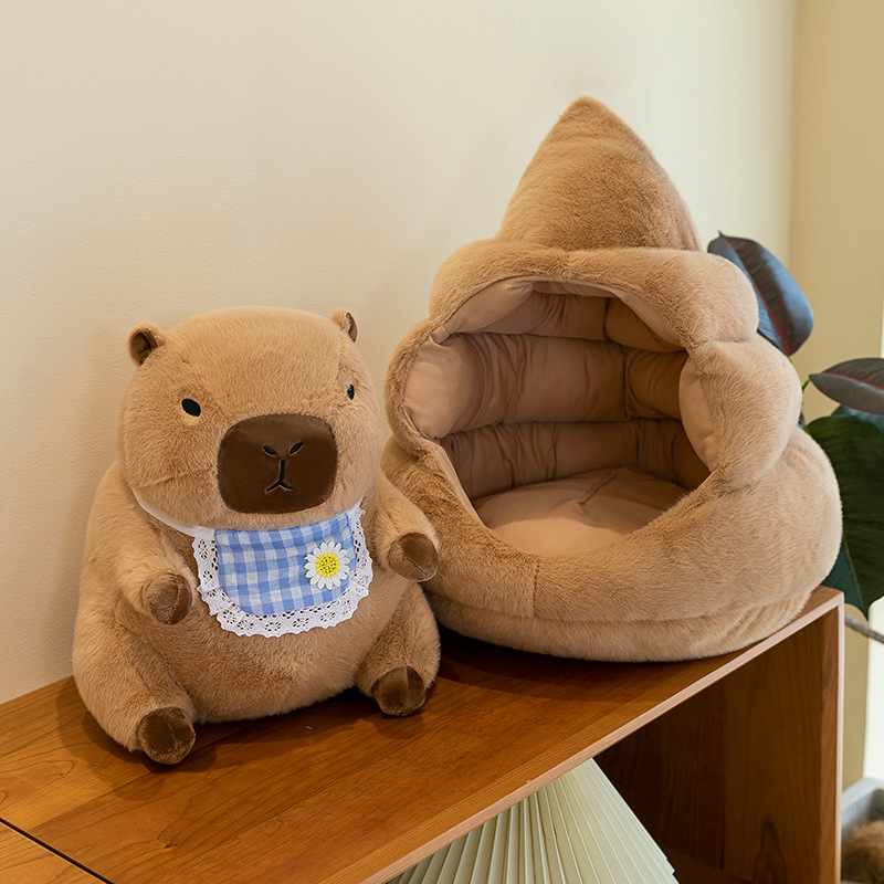 New cute Papa's nest bib capybara plush toy, a parody plush toy, best friend birthday gift for girls Specification drawing