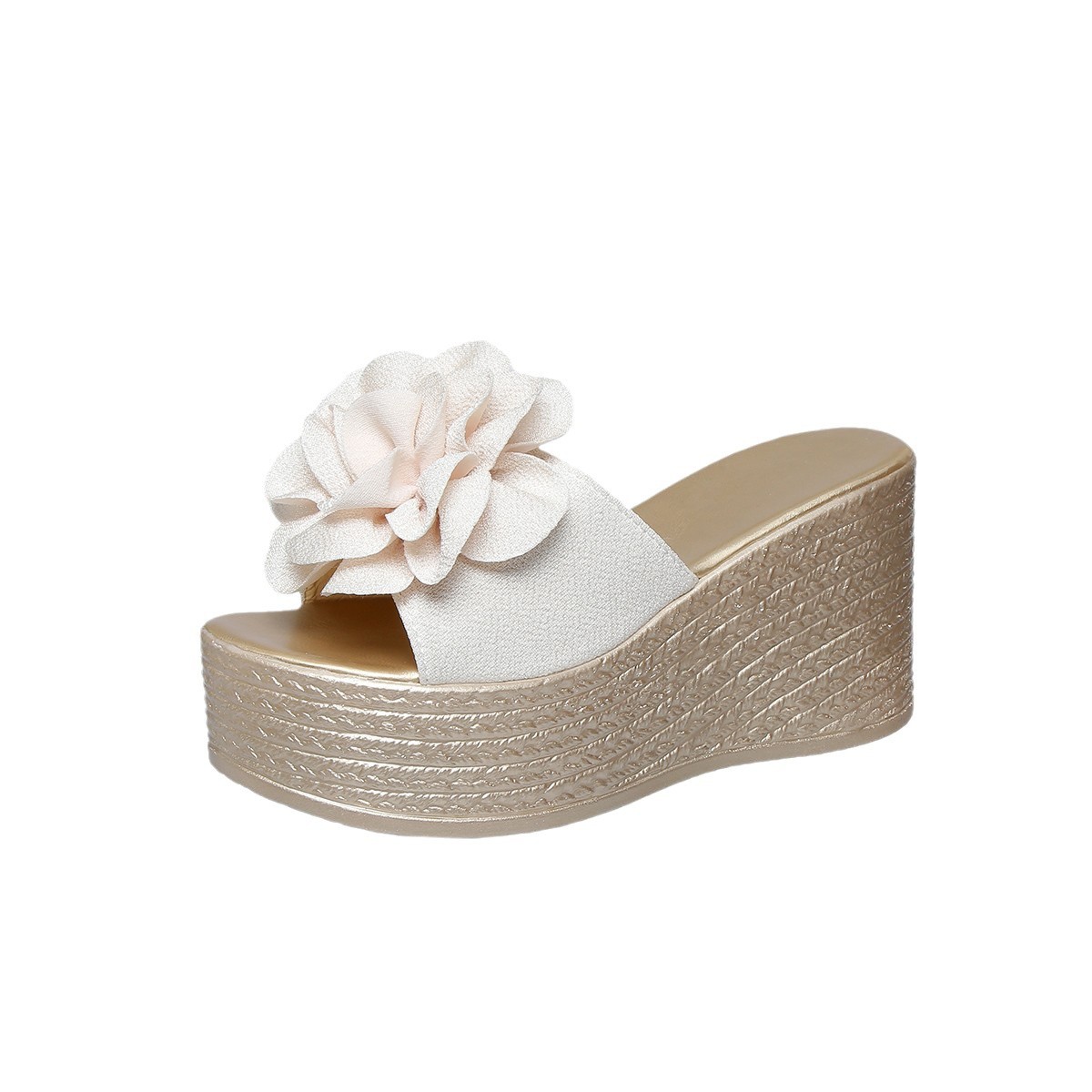 Women's summer fashion 2024 new flower-shaped outerwear Korean-style one-heel flip-flops for export Item Picture