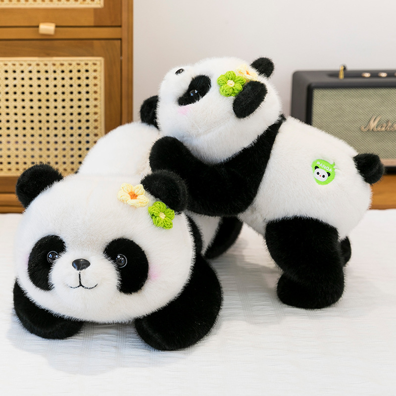 A new cute plush toy with a "flower-shaped panda" design, a cartoon panda doll, is a perfect gift for girls and children full figure