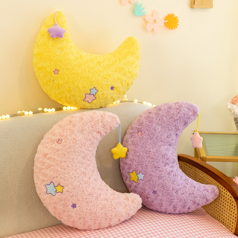 Cross-border star pillow for girls to sleep, Moon plush toy, super soft cloth doll on the bed, sleeping doll gift details Picture