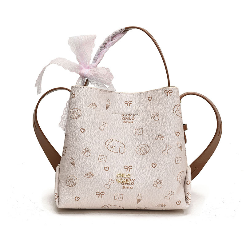 New 2025 high-end lace bow fashion handbag, bucket bag, single-shoulder crossbody women's bag for commuting to work Item Picture
