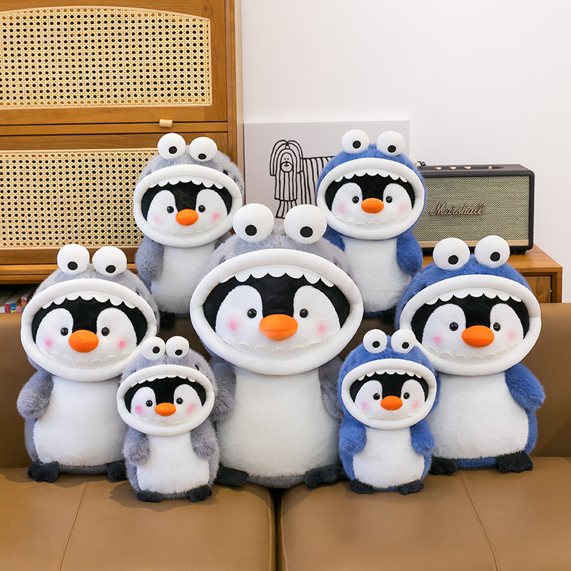 A new cross-border shark and penguin plush toy, a children's soothing doll, and a penguin doll gift for girls full figure