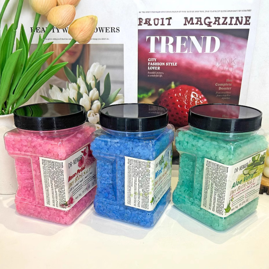 Cross-border milk crystal coarse salt 1kg Aloe vera rose bath salt Bath fragrance Exfoliation export wholesale Specification drawing