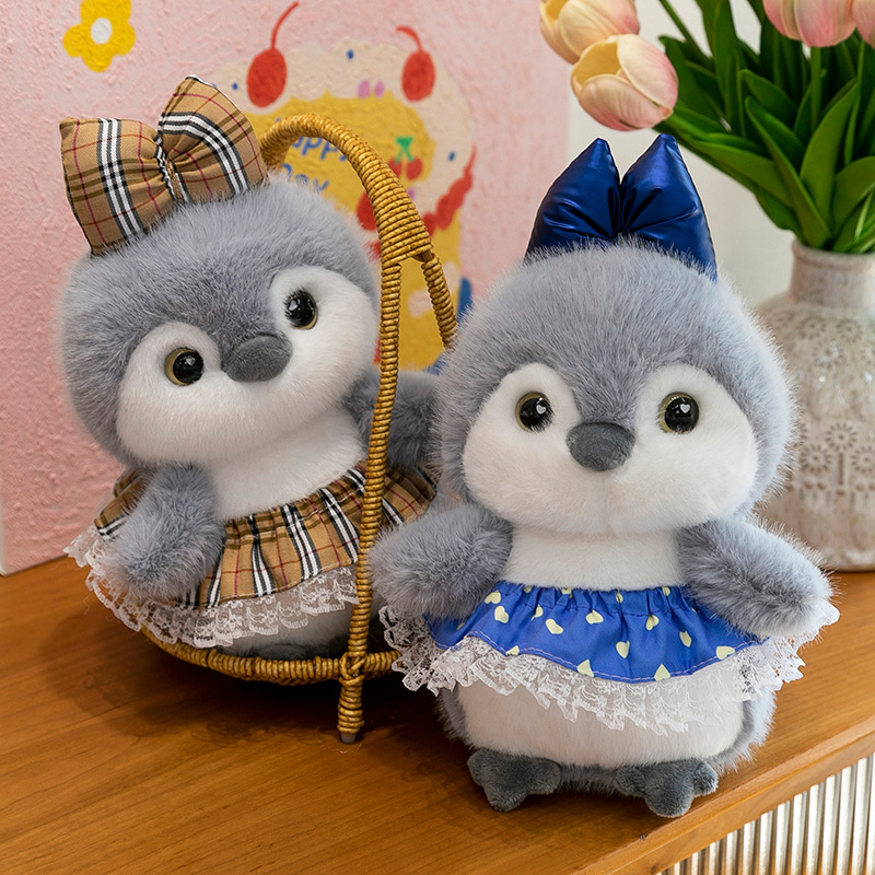 New cute bow dress, penguin plush toy doll, aquarium souvenir, children's birthday gift Specification drawing