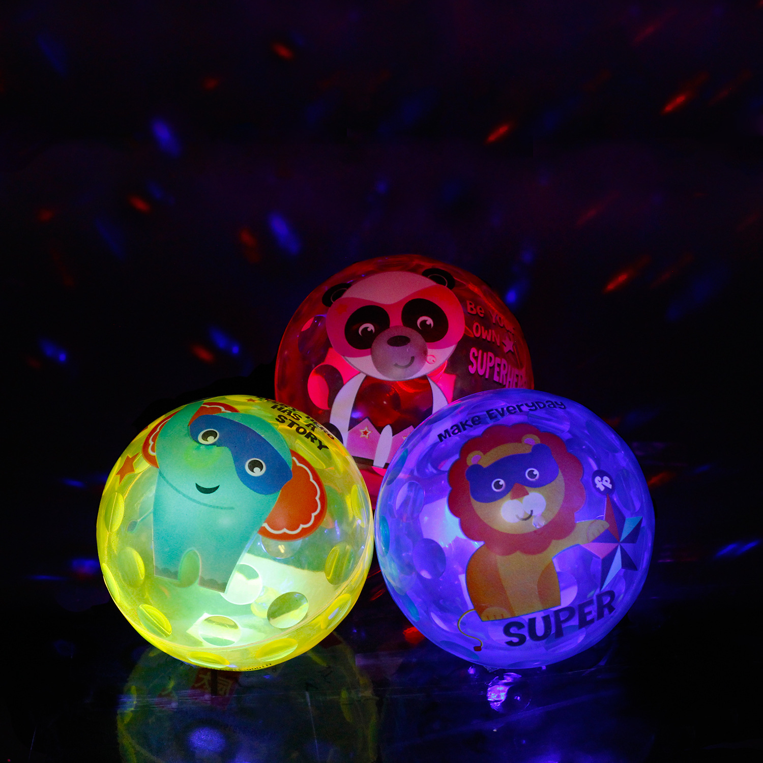 Chentai Luminous Balls, luminous bouncy balls, children's flashing jumping balls, popular street stalls, small toys, balls for patting Specification drawing