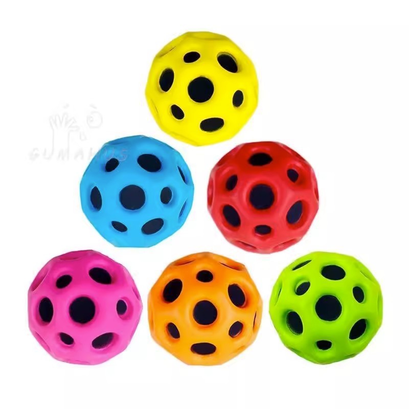 Bouncy ball children's toys, high bouncy hole ball, solid pu foam moon stone, moon outdoor small ball toys Item Picture