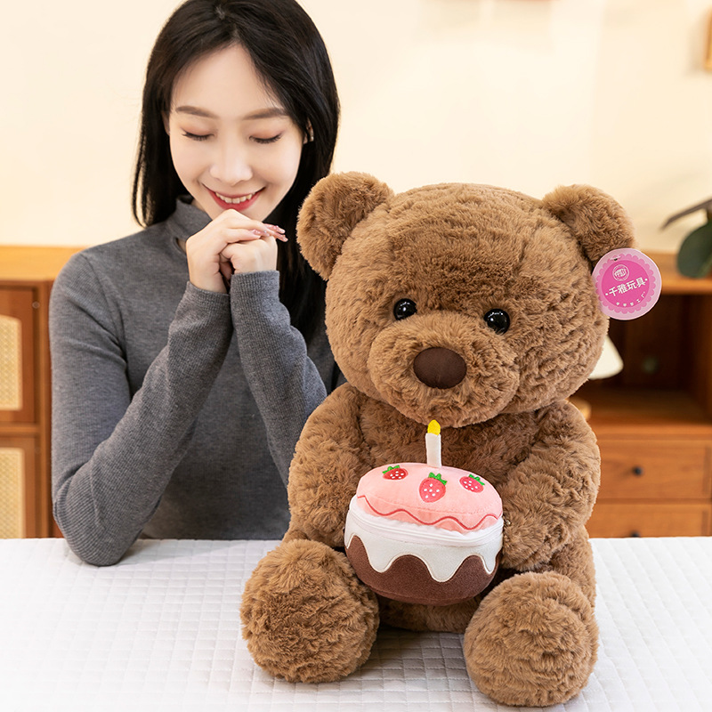 Valentine's Day rose cake, teddy bear, plush toy, little bear doll, bouquet doll as a birthday gift for your girlfriend Specification drawing