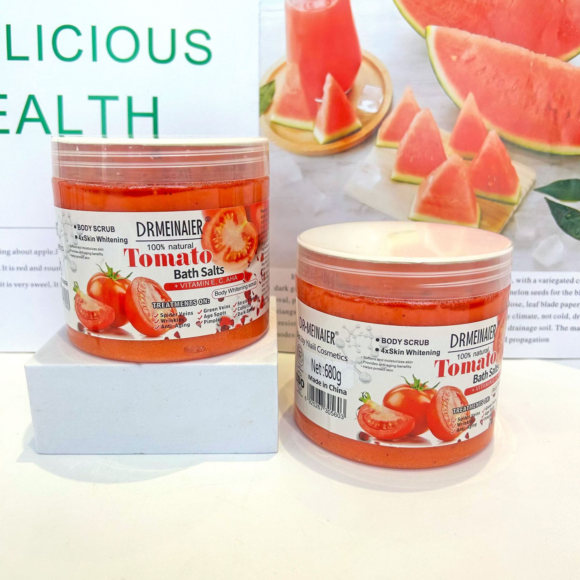 Cross-border trade tomato scrub bath salt 680g Foot bath salt Soaking foot salt Milk rose Lavender bath salt full figure
