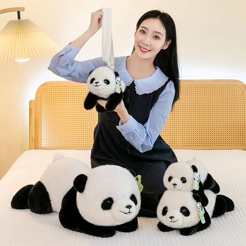 Cartoon panda sleeping plush toy, zoo souvenir, office sleeper pillow, girl panda crossbody bag Application Scenario