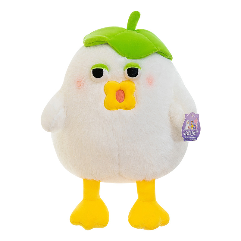 New lotus leaf chicken plush toy, little yellow chicken doll for girls to sleep in, night market street stall gift doll Item Picture