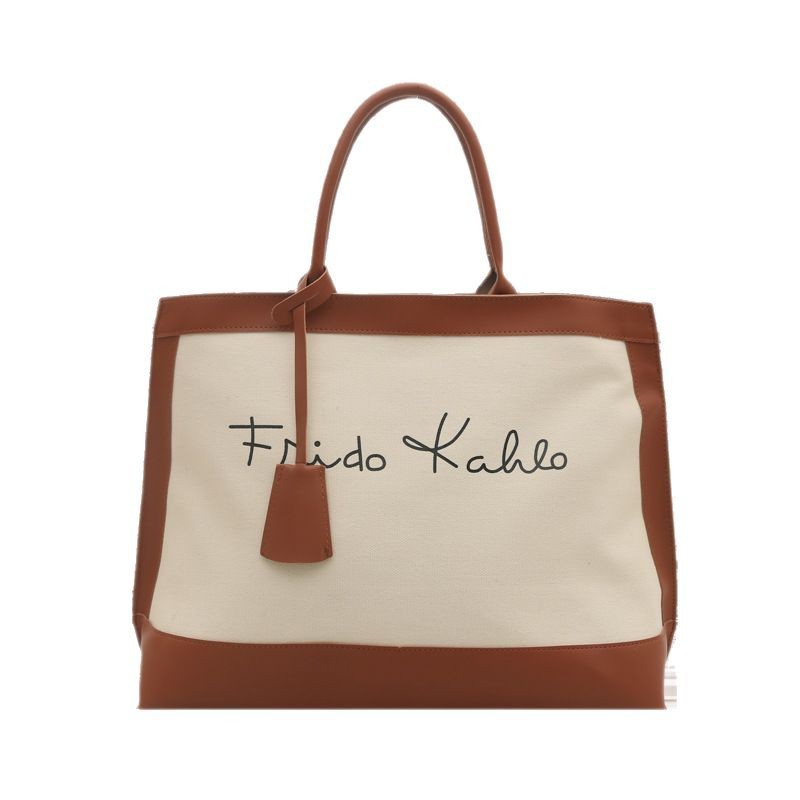 European and American large-capacity fashionable printed letter 2025 Spring new retro artistic and individualistic single-shoulder tote handbag for women Item Picture