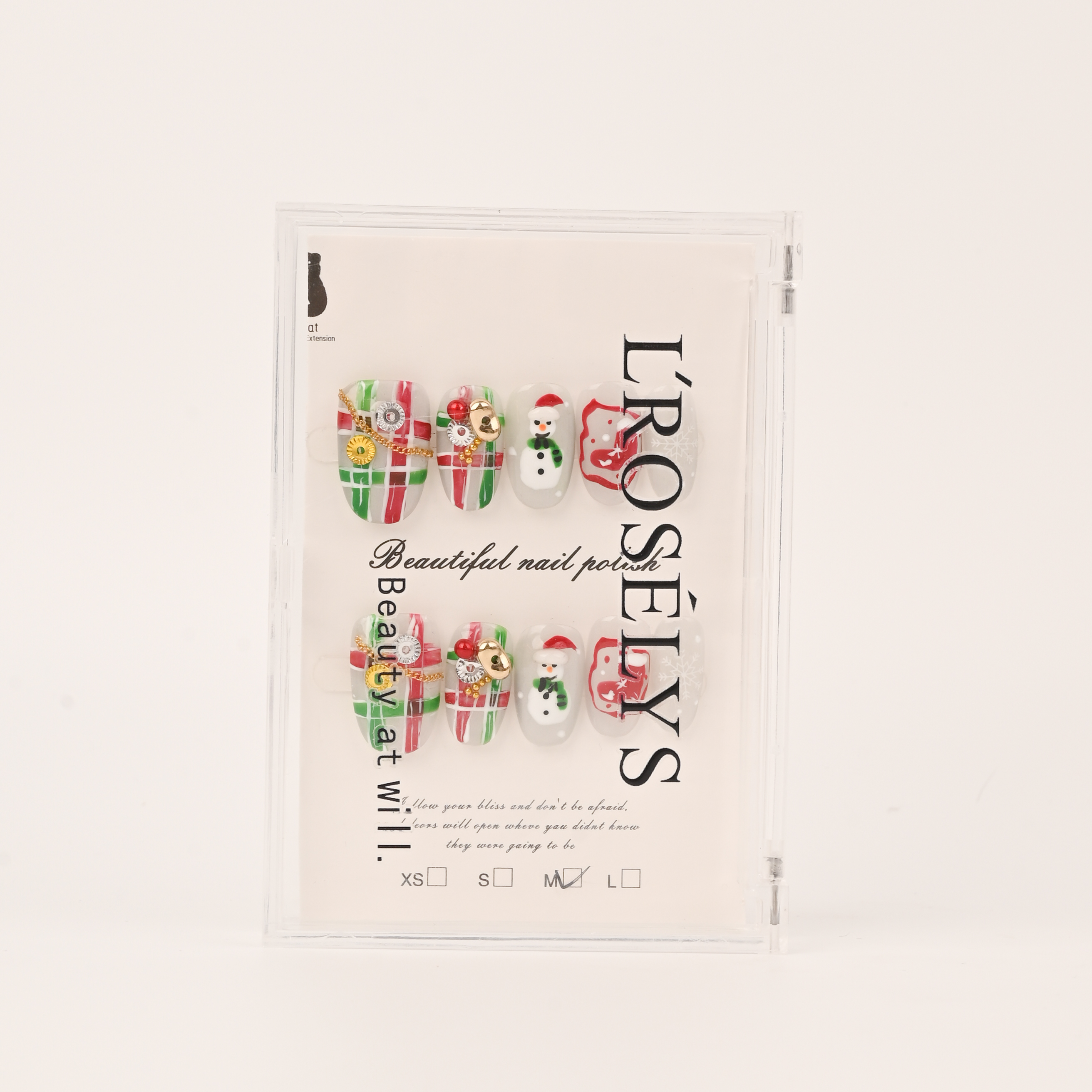 圣诞系列手工美甲穿戴甲圣诞老人手绘美甲美甲成品节日美甲白底实物图