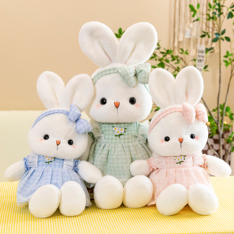 Cute foreign trade flower dress rabbit plush toy cartoon super cute soothing rabbit doll Valentine's Day birthday gift Specification drawing
