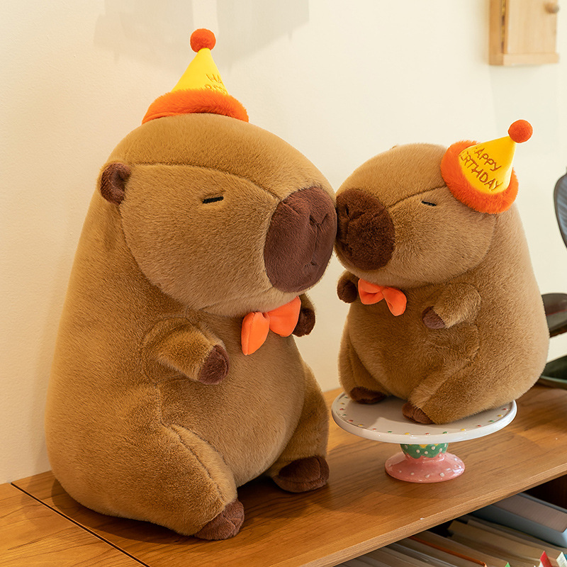 The new cross-border top hat version of Capibara plush toy, cute water guinea pig claw machine doll, is in stock Specification drawing