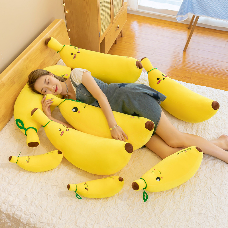 New cute banana plush toys, large fruit long strip pillow dolls, girls' sleeping children's dolls wholesale Specification drawing