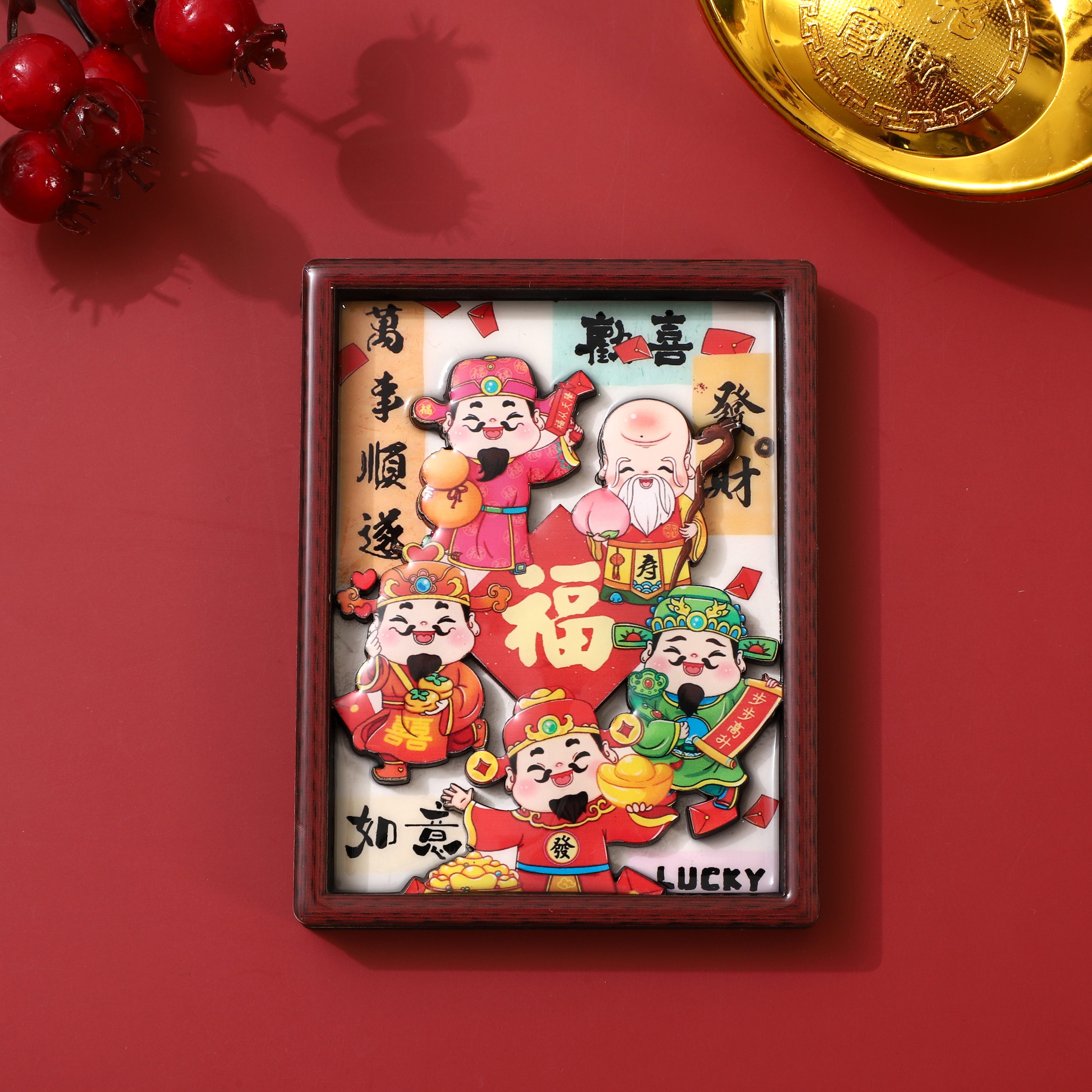 "National Trend cartoon God of Wealth fridge magnet Creative Princess Please Get Rich Fridge magnet New Year Decoration fridge magnet. Application Scenario