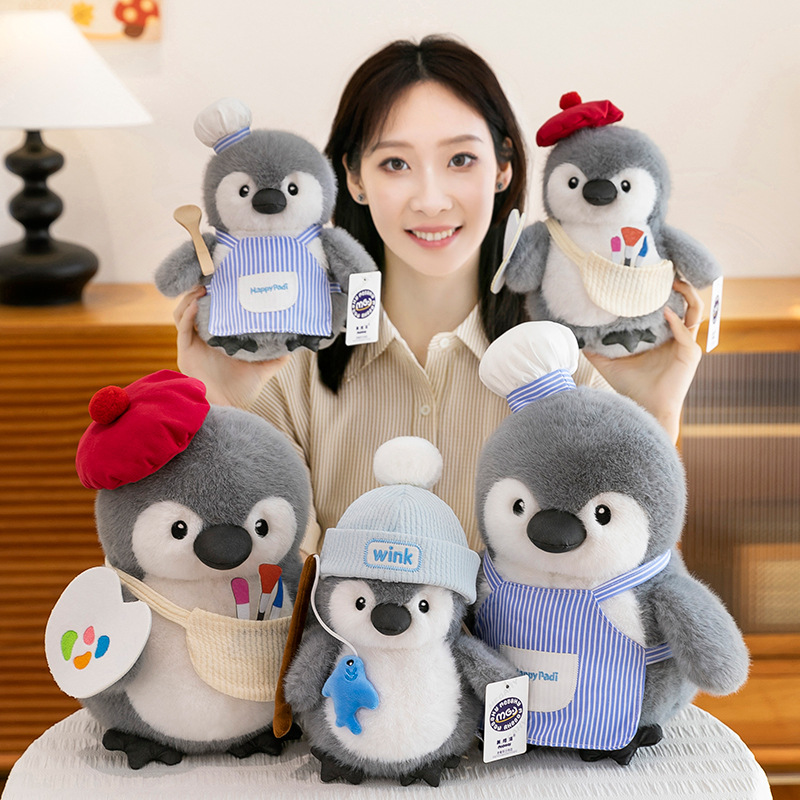 "Internet celebrity genuine painter chef penguin plush toy, fishing penguin doll, birthday and Christmas gift for girls. Application Scenario