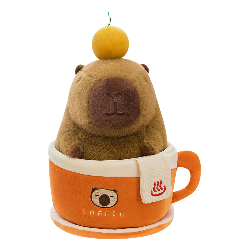 The new creative coffee cup water dolphin doll, a popular Kapibara plush doll, is a gift for girls and a living room decoration Item Picture