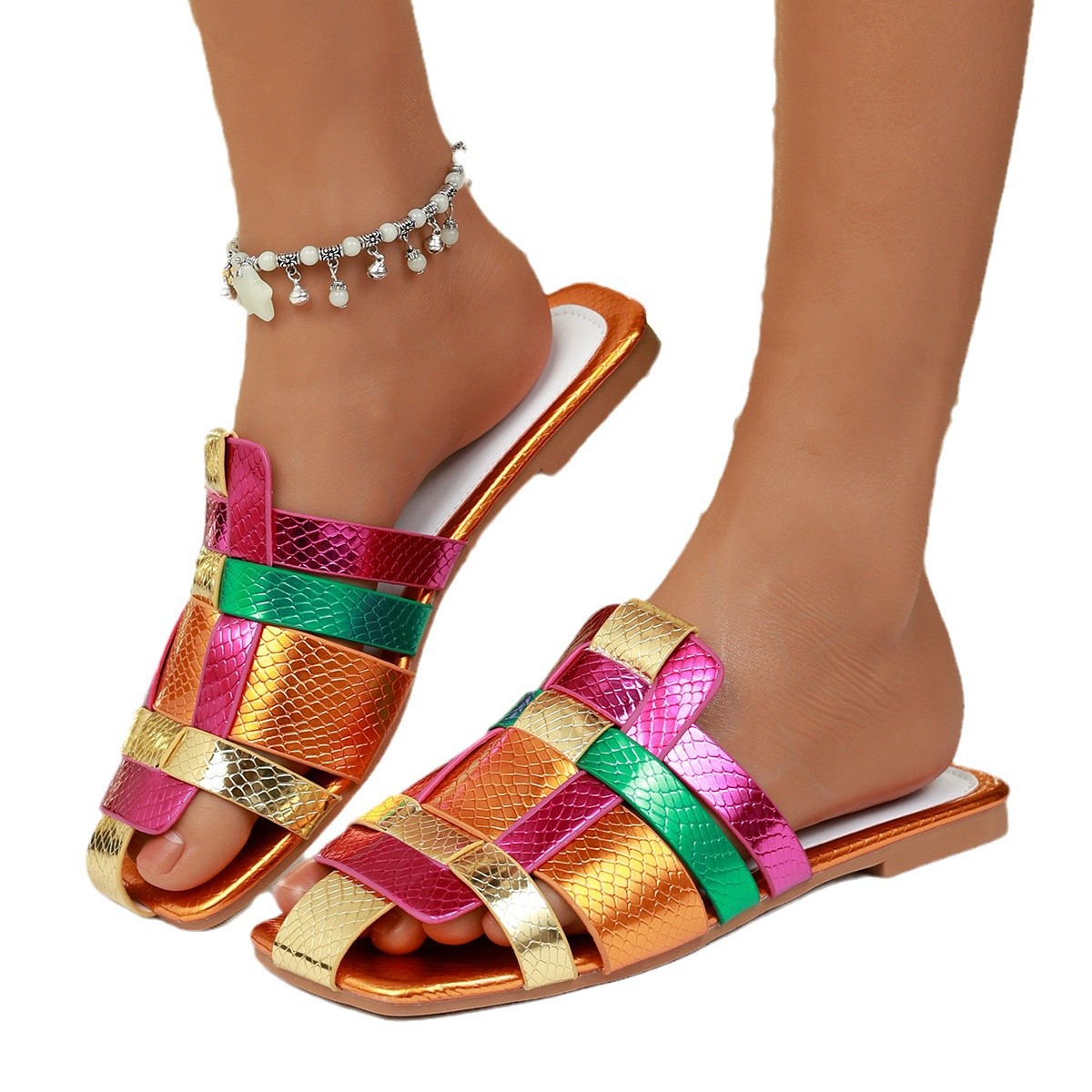 New summer fashion women 's flat slippers in large size 202 for cross-border trade, Africa slippers Item Picture