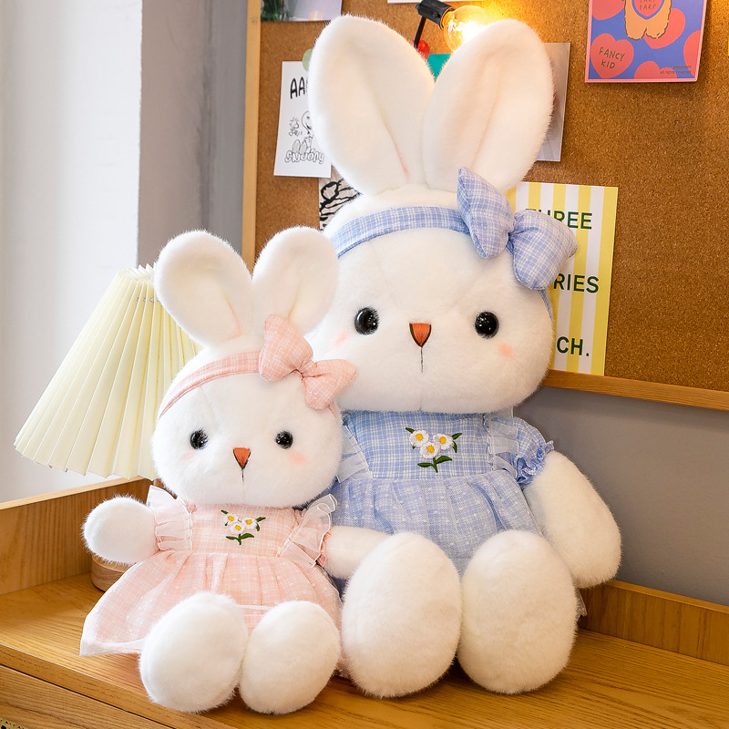 Cute foreign trade flower dress rabbit plush toy cartoon super cute soothing rabbit doll Valentine's Day birthday gift full figure
