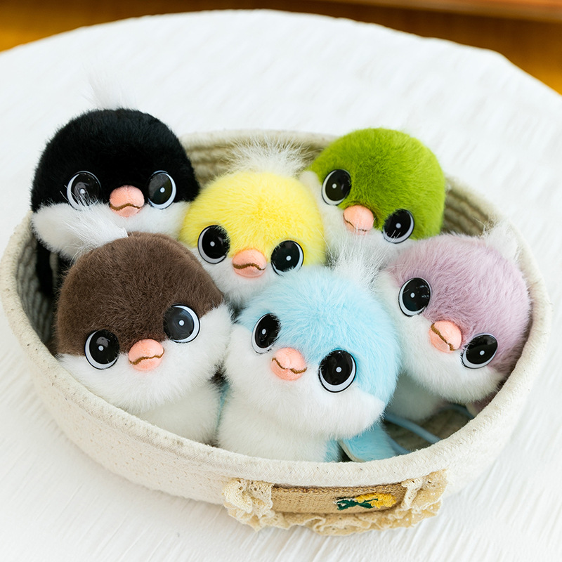 New cross-border cute little tit figurine keychain, colorful bird plush toy, schoolbag keychain Application Scenario