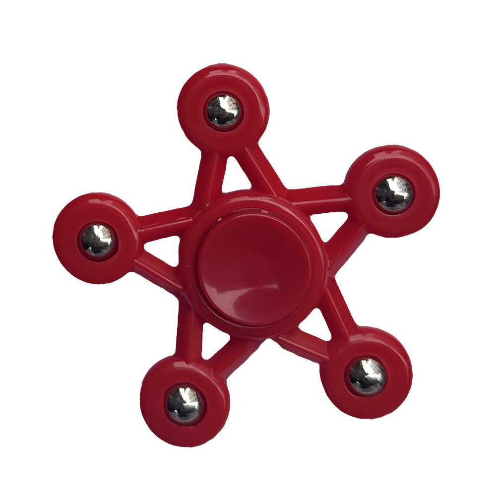 Wholesale of five-bead classic solid color finger spinner spinning plastic and steel ball finger spinner toys for cross-border purchase Specification drawing
