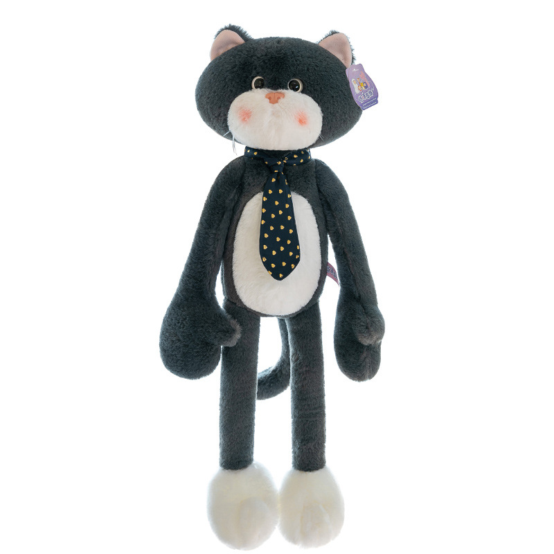 Cross-border simulated little black cat plush toy, black Geely cat doll, children's soothing doll, birthday gift Item Picture
