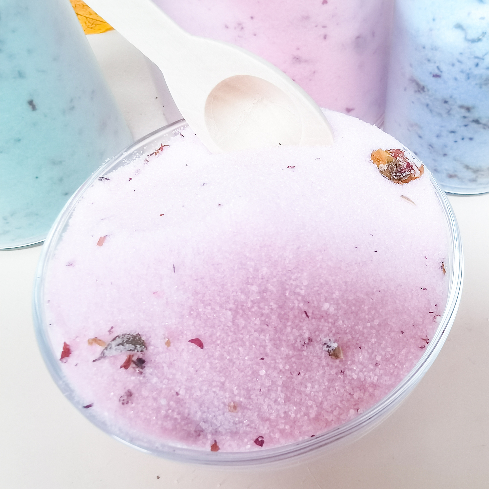 Cross-border petal bath salt, rose dried flower bath salt, moisturizing scrub fine salt, bath and foot bath salt manufacturer wholesale Specification drawing