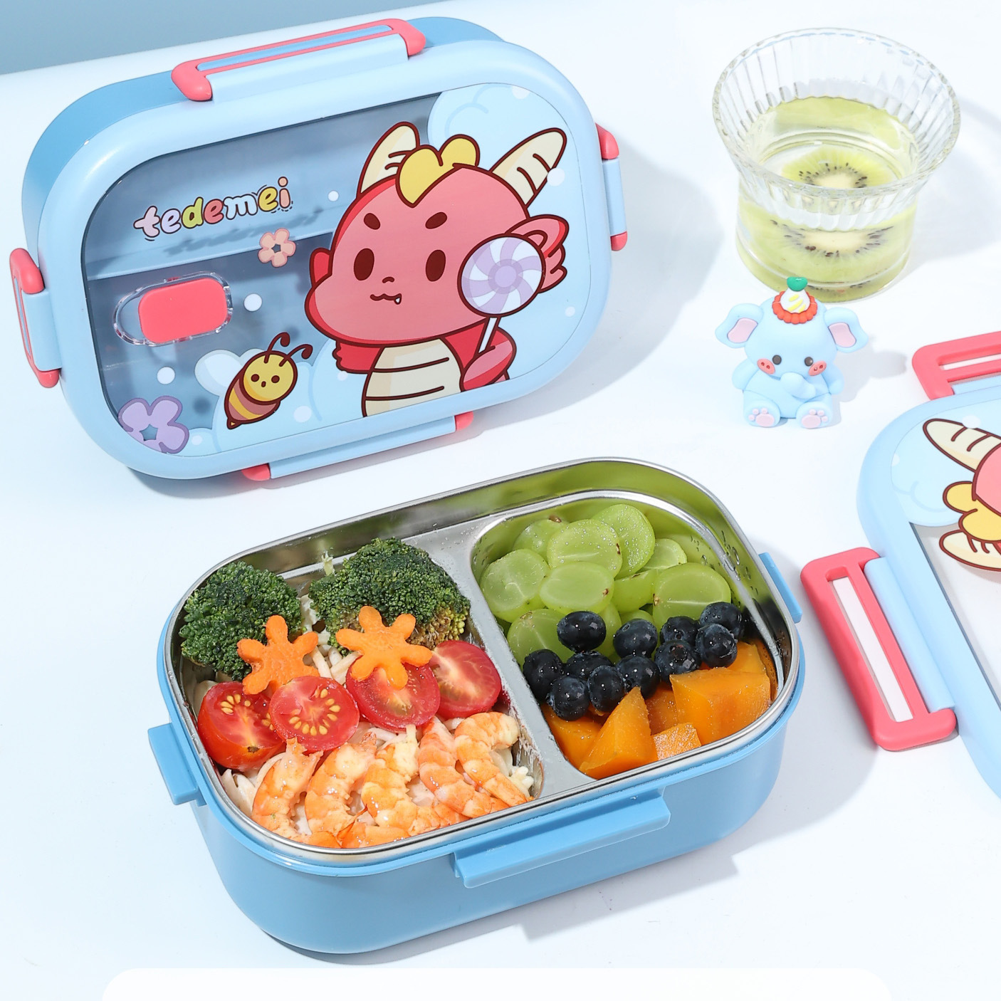 304 stainless steel sealed and insulated lunch box for children and students, portable and fresh-keeping, large-capacity compartmentalized lunch box details Picture