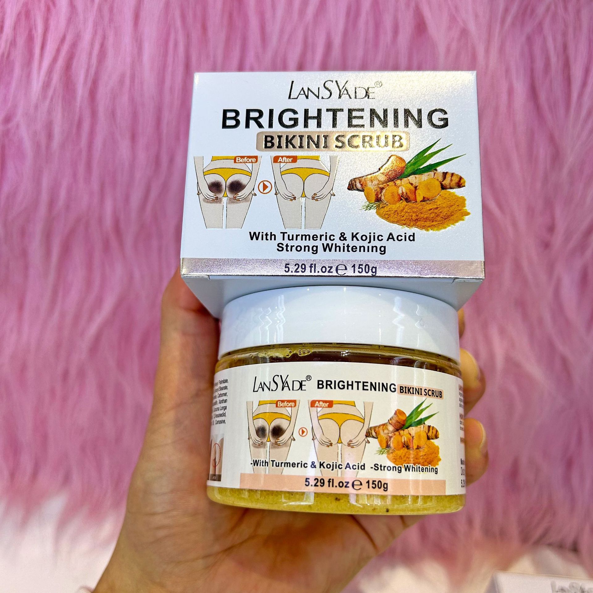 Cross-border Bikini Turmeric Scrub 150g Body Bath Salt Cleaning and brightening Bath salt wholesale trade Specification drawing