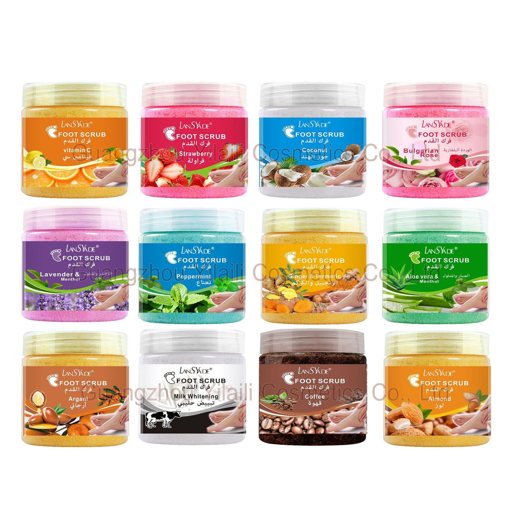 Cross-border foot scrub, bath salt, fruit fragrance scrub, body for removing chicken skin, cleaning calluses, exfoliating wet salt details Picture