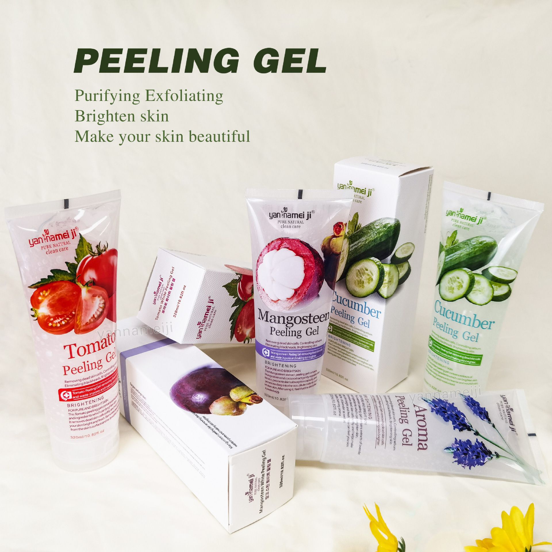 Export red pomegranate Exfoliating, Apple Cucumber Exfoliating Gel Scrub, gentle facial and body brightening gel details Picture