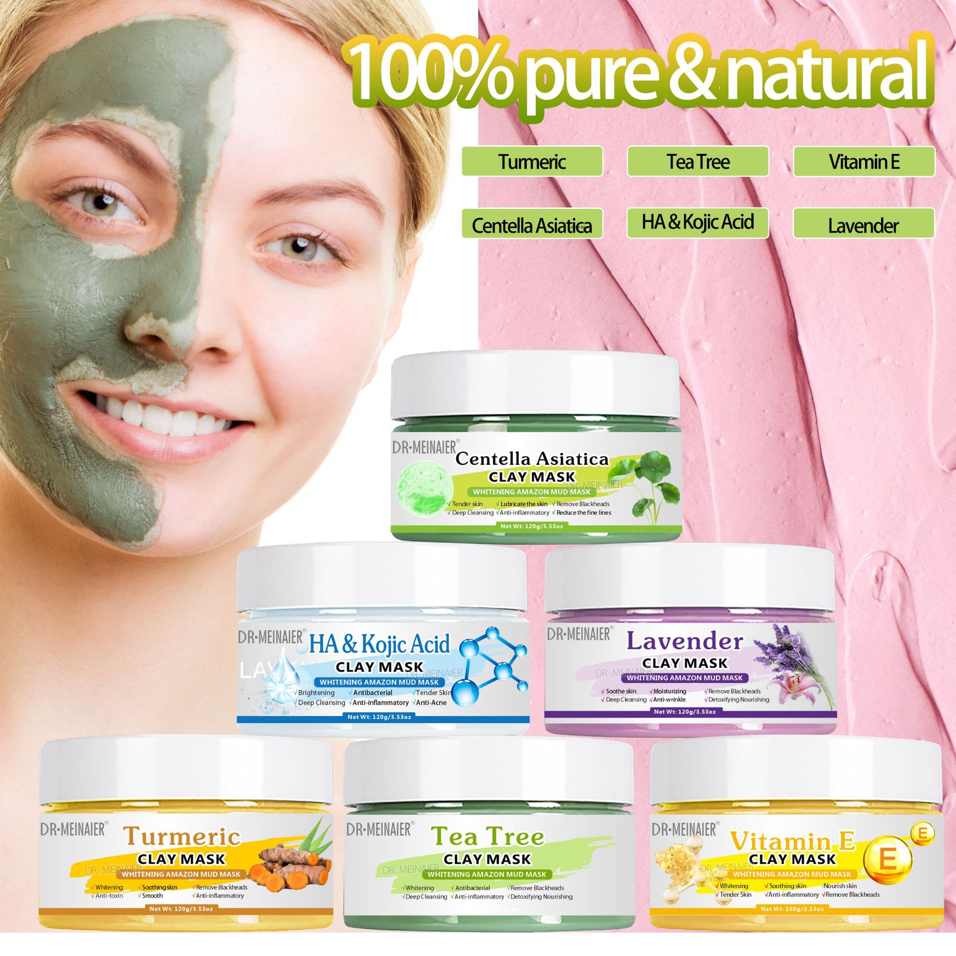 Cross-border Vitamin C Mud Mask Deep Cleansing Application Type Mung Bean Paste Moisturizing and Hydrating VE Mask Cream 120g full figure