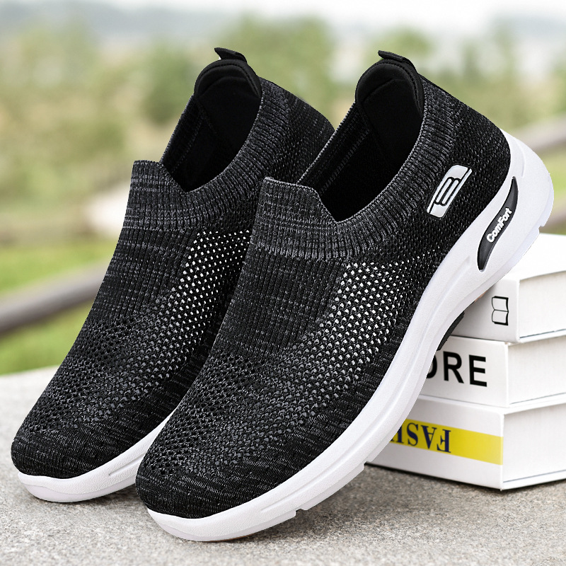 Men's summer fei-woven mesh single shoes, middle-aged and elderly dad shoes, men's shoes, foreign trade men's shoes, one-foot casual shoes full figure