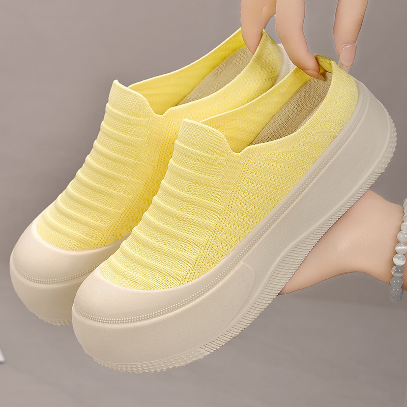 Women's thick-soled slippers, comfortable casual shoes, one-step lazy shoes, fashionable and versatile height-increasing shoes, closed-toe women's slippers Application Scenario