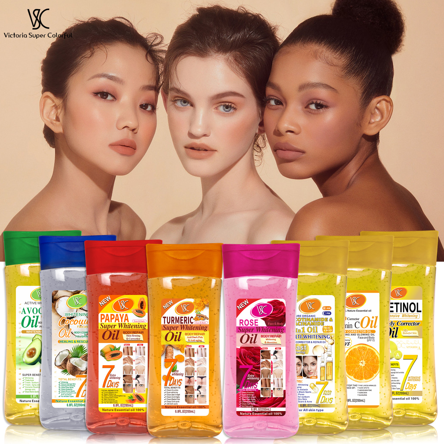 Cross-border turmeric Oil Facial and Body Moisturizing VB Oil VE Massage Oil Darkening and Brightening Joint Oil 200ml for export full figure