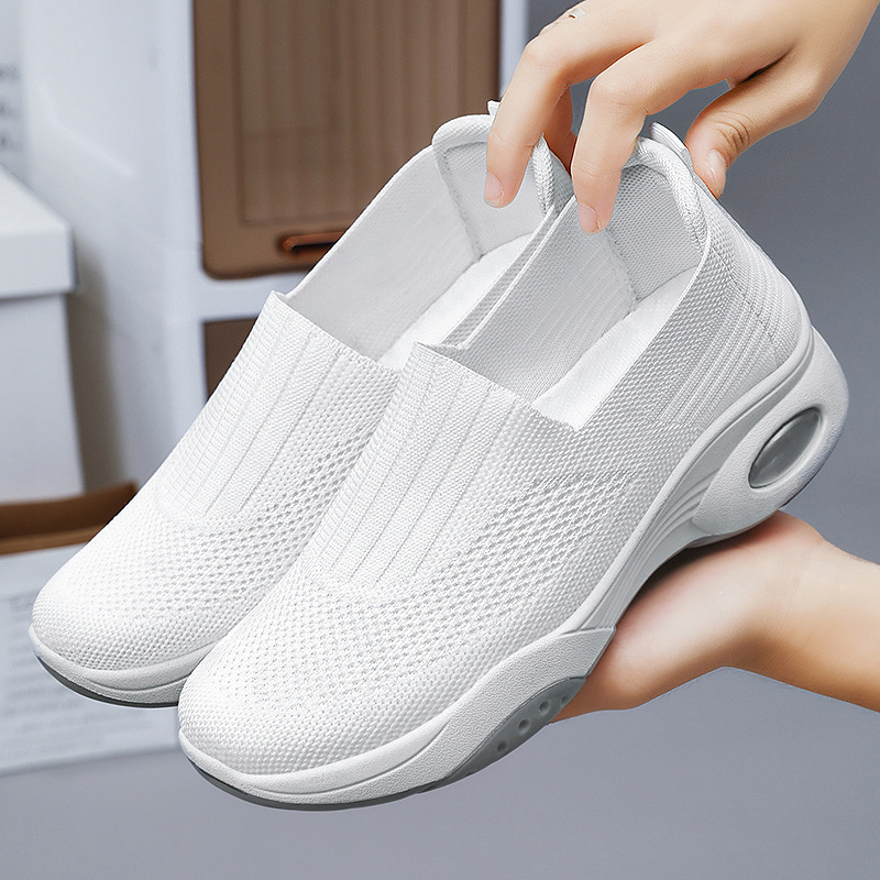 Women's shoes, versatile, one-step lazy shoes, cross-border large-sized single shoes, soft-soled casual shoes, breathable flying woven mesh shoes details Picture
