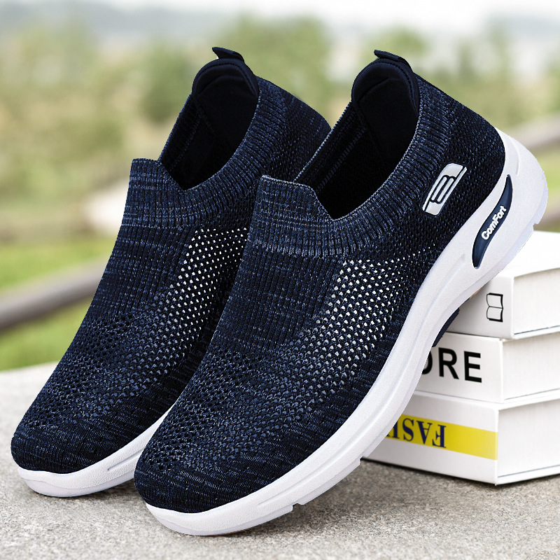 Men's summer fei-woven mesh single shoes, middle-aged and elderly dad shoes, men's shoes, foreign trade men's shoes, one-foot casual shoes Specification drawing