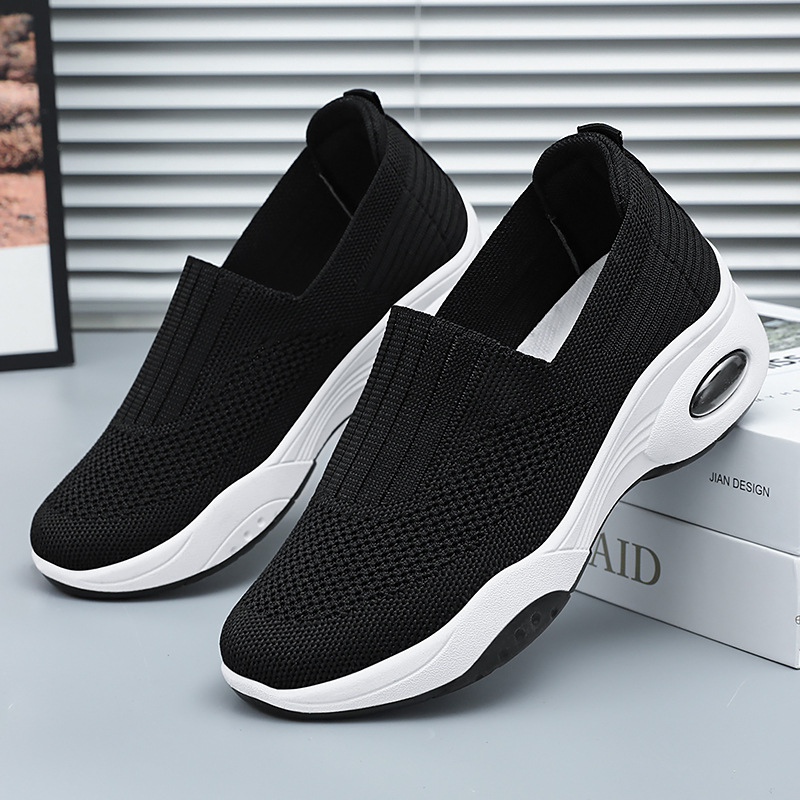 Women's shoes, versatile, one-step lazy shoes, cross-border large-sized single shoes, soft-soled casual shoes, breathable flying woven mesh shoes Specification drawing