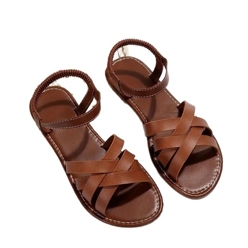 Cross-border large-sized 2025 summer new shoes: fashionable flat shoes, Korean-style sandals, Roman beach shoes, women's shoes Item Picture