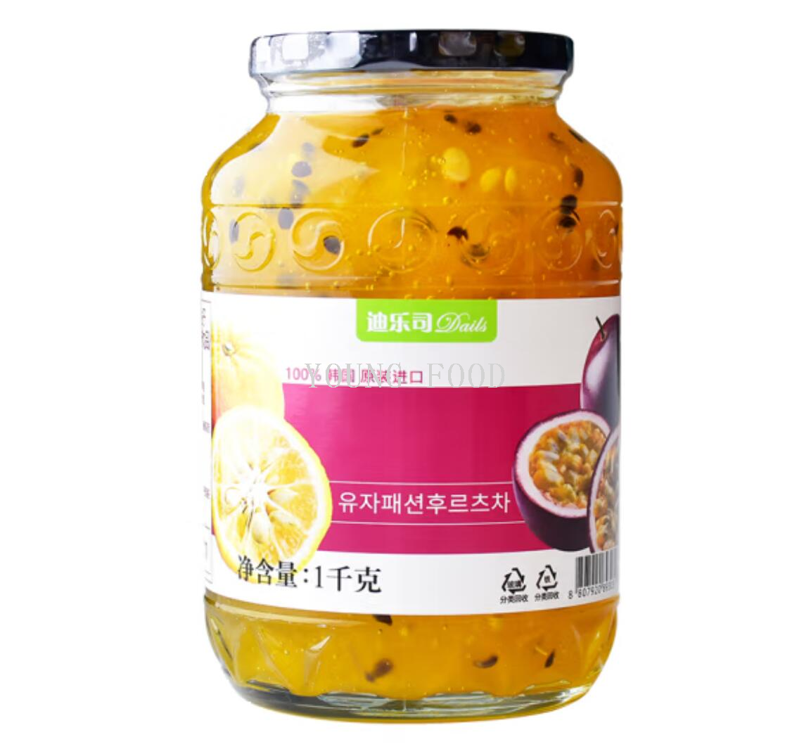 包邮！韩国进口冲泡 迪乐司蜂蜜柚子百香果茶（果肉饮品）1千克详情2