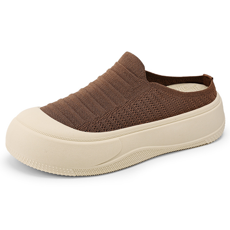 Women's thick-soled slippers, comfortable casual shoes, one-step lazy shoes, fashionable and versatile height-increasing shoes, closed-toe women's slippers Item Picture