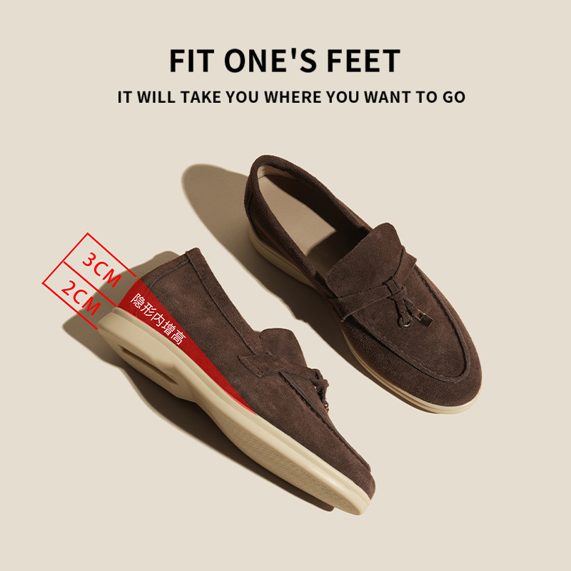 The new genuine leather insole height-increasing LP loafers for foreign trade are fashionable and versatile for women. They can be worn on one foot as lazy single shoes and flat casual shoes Application Scenario