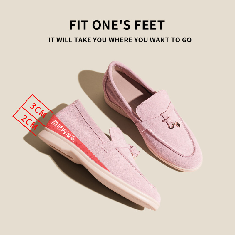 The new genuine leather insole height-increasing LP loafers for foreign trade are fashionable and versatile for women. They can be worn on one foot as lazy single shoes and flat casual shoes details Picture