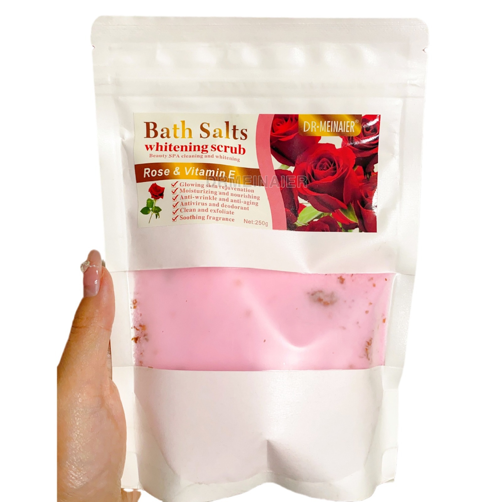 Cross-border Petal Scented Sea Salt Body Scrub Bath Salt 250g, bath exfoliating, Cleansing and smoothing, wholesale for export Item Picture