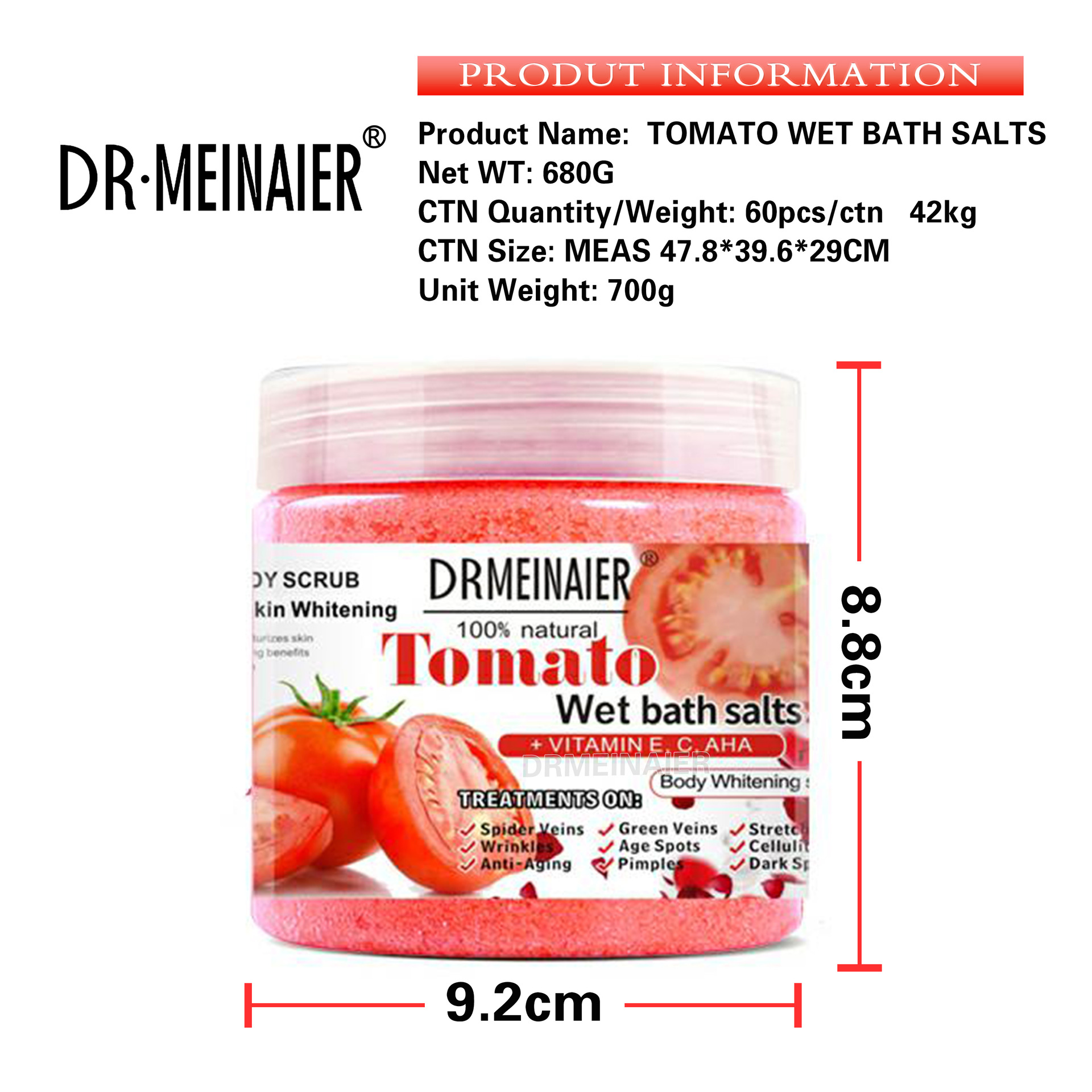 Cross-border trade tomato scrub bath salt, scented bath salt, Exfoliating, chicken skin removal, deep cleansing, bath wet salt spray Item Picture
