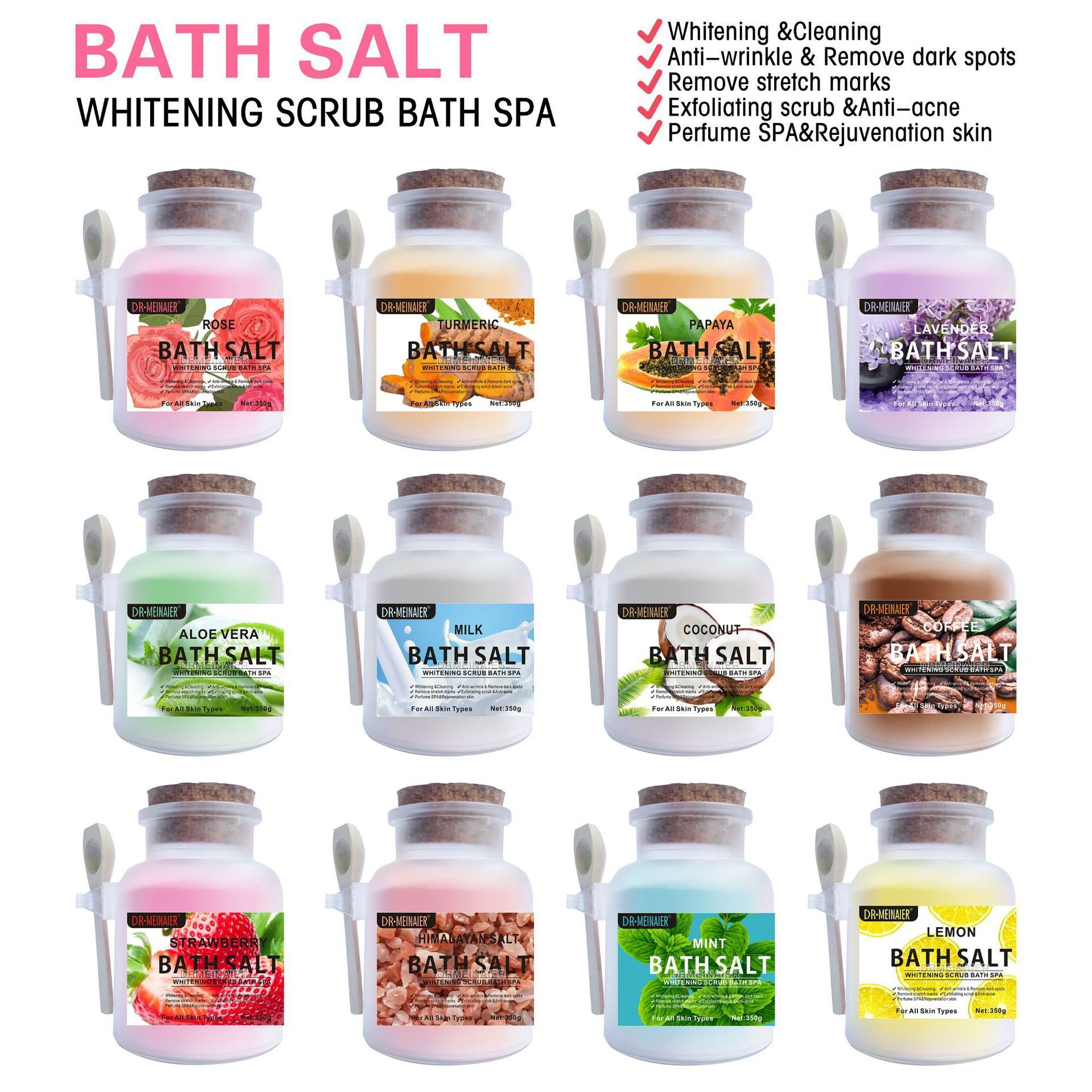 Cross-border coarse bath salt, moisturizing scrub coarse salt, Himalayan crystal salt, bath exfoliating bath salt for export wholesale Item Picture